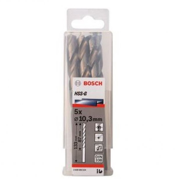 BOSCH Burgija za metal HSS-G, DIN 338 10,3 x 87 x 133 mm pakovanje od 5 komada