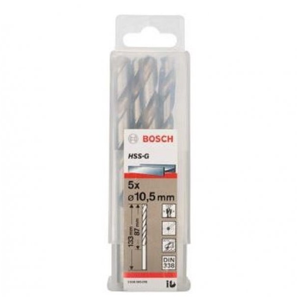 BOSCH Burgija za metal HSS-G, DIN 338 10,5 x 87 x 133 mm pakovanje od 5 komada