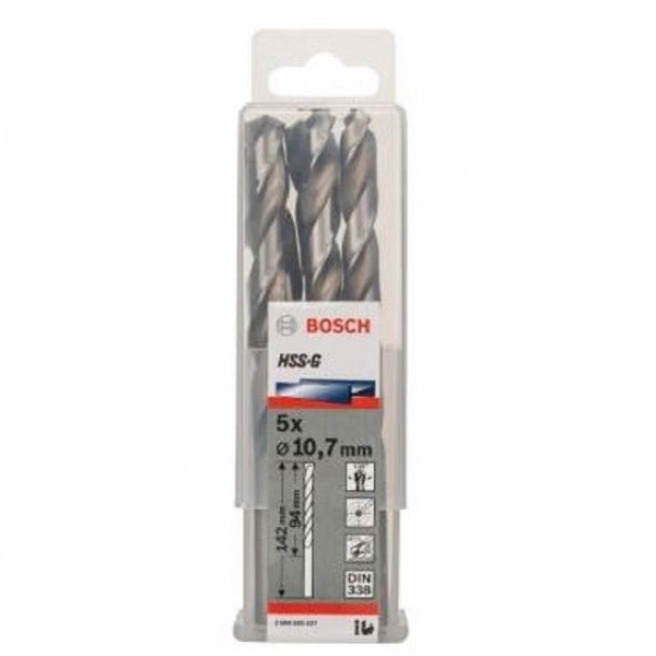 BOSCH Burgija za metal HSS-G, DIN 338 10,7 x 94 x 142 mm pakovanje od 5 komada