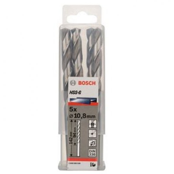 BOSCH Burgija za metal HSS-G, DIN 338 10,8 x 94 x 142 mm pakovanje od 5 komada