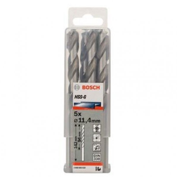 BOSCH Burgija za metal HSS-G, DIN 338 11,4 x 94 x 142 mm pakovanje od 5 komada