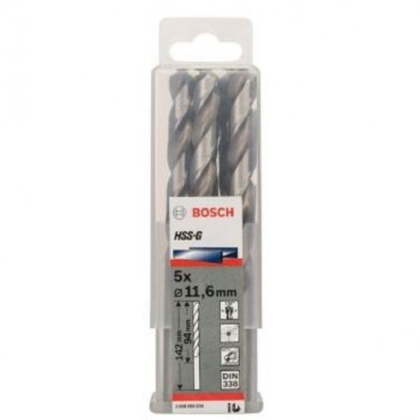 BOSCH Burgija za metal HSS-G, DIN 338 11,6 x 94 x 142 mm pakovanje od 5 komada
