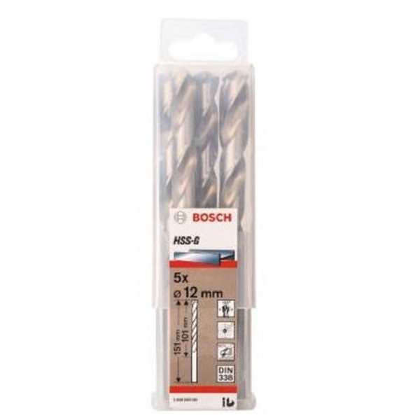 BOSCH Burgija za metal HSS-G, DIN 338 12 x 101 x 151 mm pakovanje od 5 komada