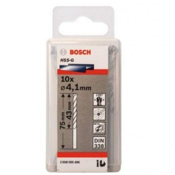 BOSCH Burgija za metal HSS-G, DIN 338 4,1 x 43 x 75 mm pakovanje od 10 komada