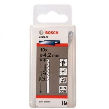 BOSCH Burgija za metal HSS-G, DIN 338 4,2 x 43 x 75 mm pakovanje od 10 komada