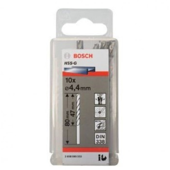 BOSCH Burgija za metal HSS-G, DIN 338 4,4 x 47 x 80 mm pakovanje od 10 komada