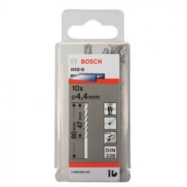 BOSCH Burgija za metal HSS-G, DIN 338 4,4 x 47 x 80 mm pakovanje od 10 komada
