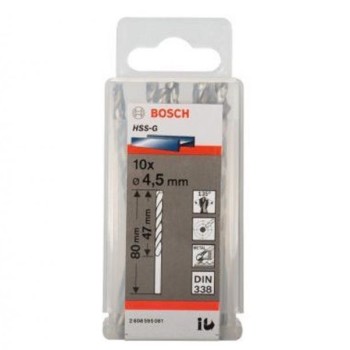 BOSCH Burgija za metal HSS-G, DIN 338 4,5 x 47 x 80 mm pakovanje od 10 komada