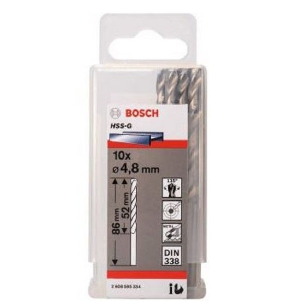 BOSCH Burgija za metal HSS-G, DIN 338 4,8 x 52 x 83 mm pakovanje od 10 komada