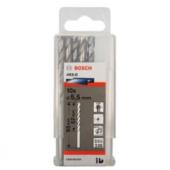 BOSCH Burgija za metal HSS-G, DIN 338 5,5 x 57 x 93 mm pakovanje od 10 komada