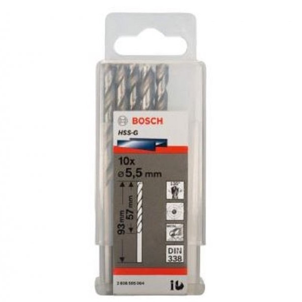 BOSCH Burgija za metal HSS-G, DIN 338 5,5 x 57 x 93 mm pakovanje od 10 komada
