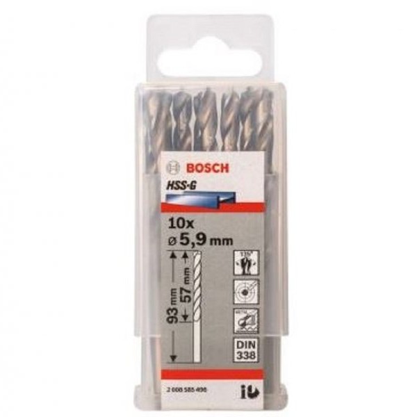 BOSCH Burgija za metal HSS-G, DIN 338 5,9 x 57 x 93 mm pakovanje od 10 komada