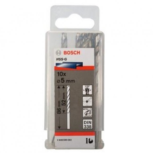 BOSCH Burgija za metal HSS-G, DIN 338 5 x 52 x 86 mm pakovanje od 10 komada