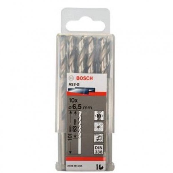 BOSCH Burgija za metal HSS-G, DIN 338 6,5 x 63 x 101 mm pakovanje od 10 komada