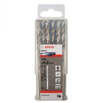 BOSCH Burgija za metal HSS-G, DIN 338 6,8 x 69 x 109 mm pakovanje od 10 komada