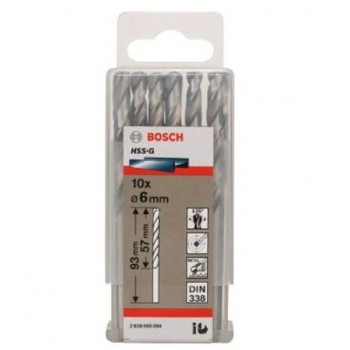 BOSCH Burgija za metal HSS-G, DIN 338 6 x 57 x 93 mm pakovanje od 10 komada