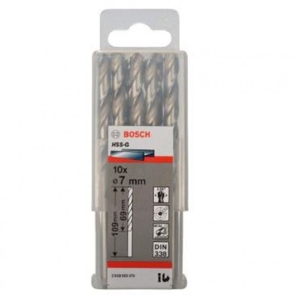 BOSCH Burgija za metal HSS-G, DIN 338 7 x 69 x 109 mm pakovanje od 10 komada