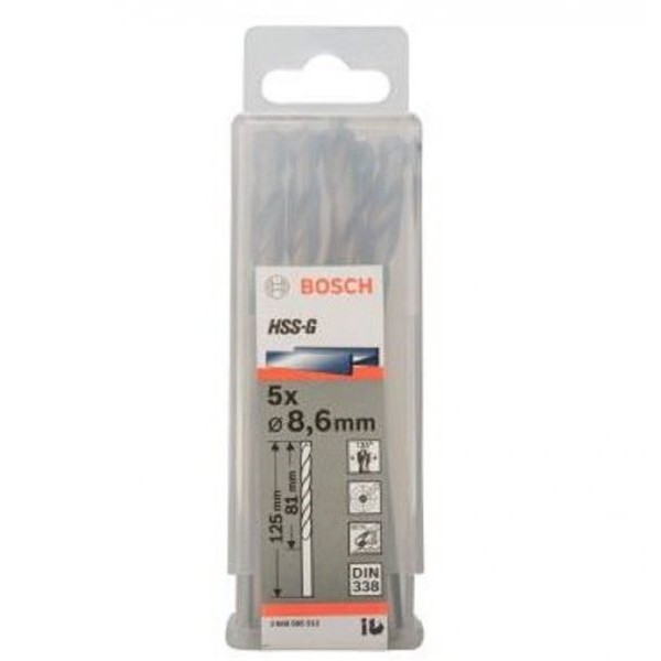 BOSCH Burgija za metal HSS-G, DIN 338 8,6 x 81 x 125 mm pakovanje od 5 komada