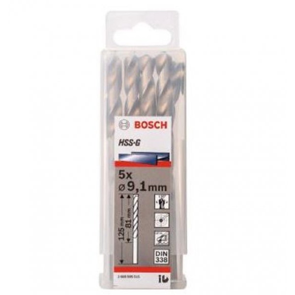 BOSCH Burgija za metal HSS-G, DIN 338 9,1 x 81 x 125 mm pakovanje od 5 komada