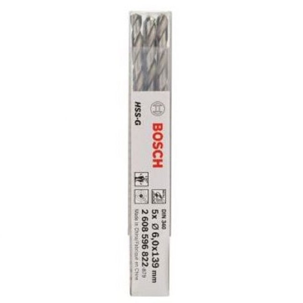 BOSCH Burgija za metal HSS-G, DIN 340 6 x 91 x 139 mm pakovanje od 5 komada