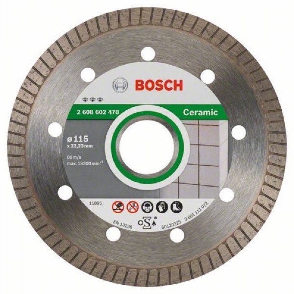 BOSCH Dijamantska rezna ploča Best for Ceramic Extra-Clean Turbo 2608602478, 115 x 22,23 x 1,4 x 7 mm