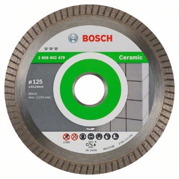 BOSCH Dijamantska rezna ploča Best for Ceramic Extra-Clean Turbo 2608602479, 125 x 22,23 x 1,4 x 7 mm