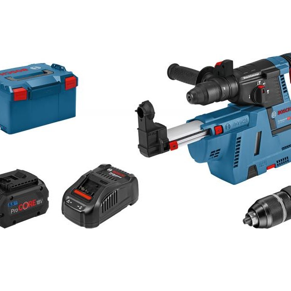 BOSCH GBH 18V-26 F + GDE 18V-16 adapter za usisavanje; 2 x 5,5 Ah ProCORE u L-Boxx koferu (061191000G)