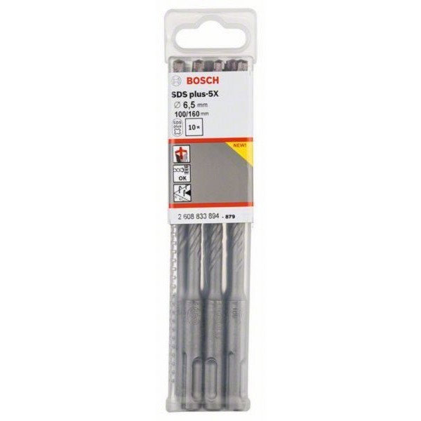 BOSCH Hamer burgija SDS plus-5X 2608833894, 6,5 x 100 x 160 mm pakovanje od 10 komada