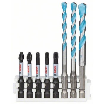 BOSCH Hex-9 MultiConstruction 5,6,8mm; Impact Power bit 50mm PH2, PZ2, T20, T25, T30 2608577144