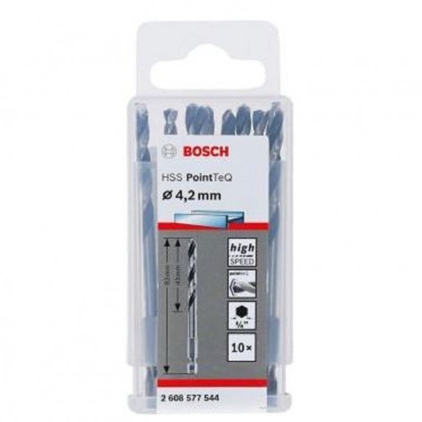 BOSCH HSS spiralna burgija PointTeQ 4,2 mm sa šestougaonim HEX prihvatom pakovanje od 10 komada