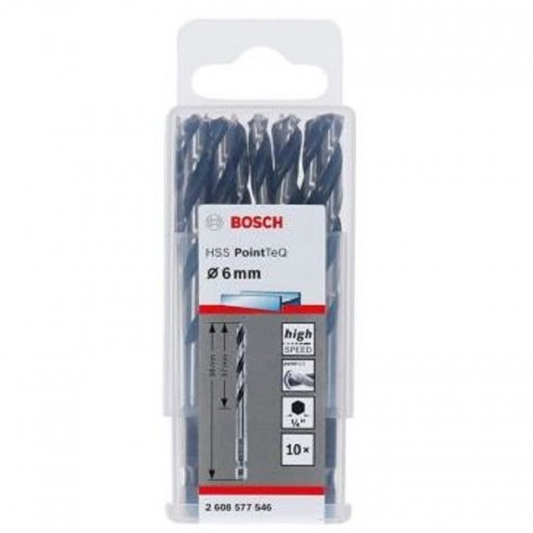BOSCH HSS spiralna burgija PointTeQ 6,0 mm sa šestougaonim HEX prihvatom pakovanje od 10 komada