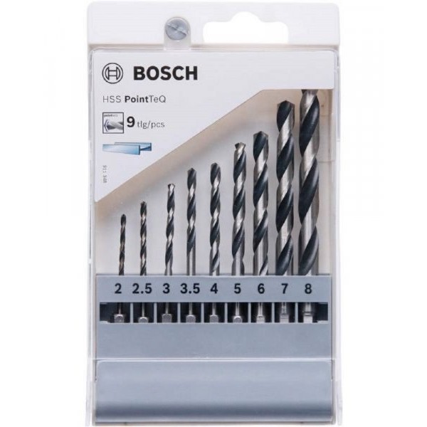 BOSCH HSS spiralna burgija PointTeQ sa šestougaonim HEX prihvatom pakovanje od 9 komada - 2607002826