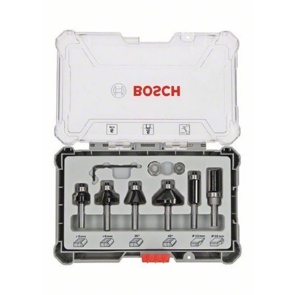BOSCH Komplet glodala, 6 komada, Trim&Edging držač od 6 mm 2607017468