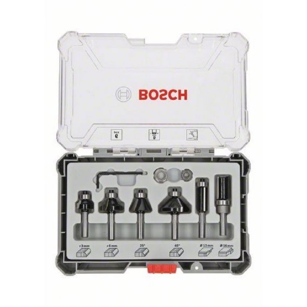 BOSCH Komplet glodala, 6 komada, Trim&Edging držač od 8 mm