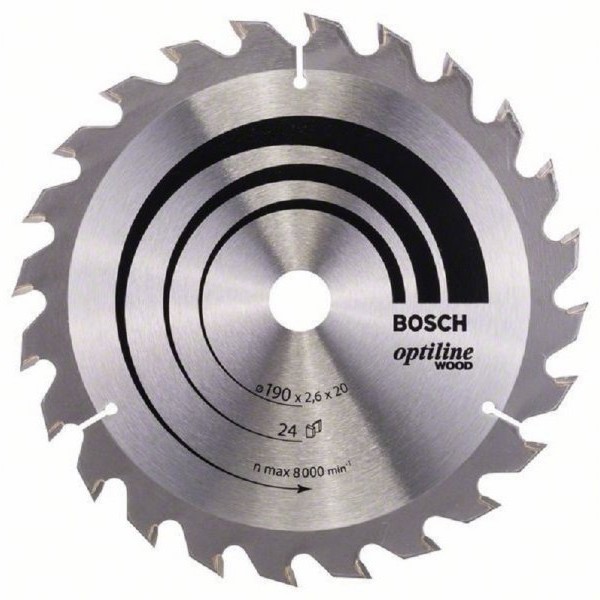 BOSCH List kružne testere Optiline Wood 190 x 20;16 x 2.6 mm. 24