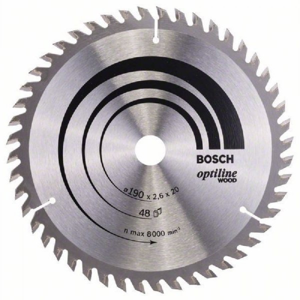 BOSCH List kružne testere Optiline Wood 190 x 20;16 x 2.6 mm. 48