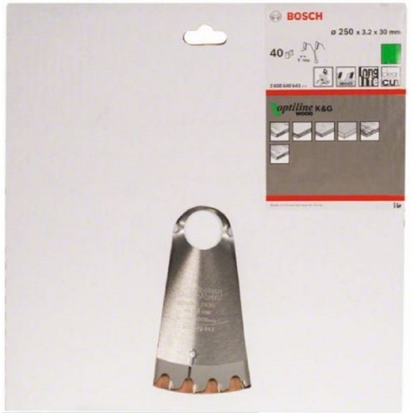 BOSCH List kružne testere Optiline Wood 250 x 30 x 3.2 mm. 40 2608640643