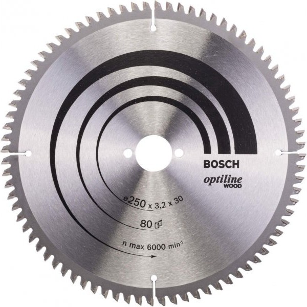 BOSCH List kružne testere Optiline Wood 250 x 30 x 3.2 mm. 80 (2608640645)