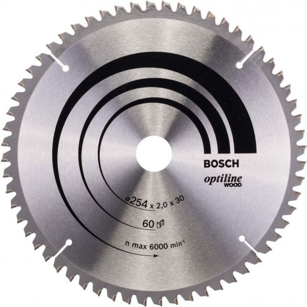 BOSCH List kružne testere Optiline Wood 254 x 30 x 2,0 mm, 60 - 2608640436
