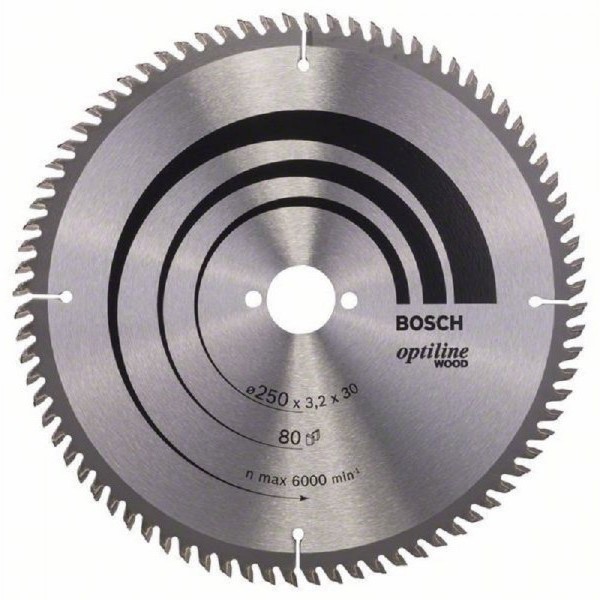 BOSCH List kružne testere Optiline Wood 2608640660, 250 x 30 x 3,2 mm, 80