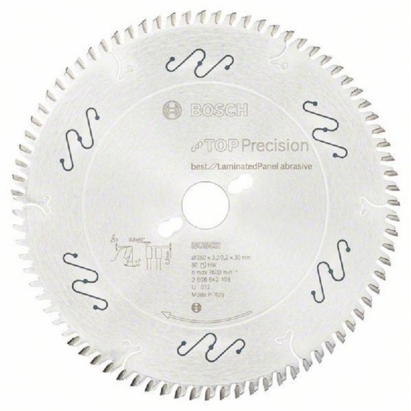 BOSCH List kružne testere Top Precision Best for Laminated Panel Abrasive 250 x 30 x 3,2 mm, 80 2608642109, 250 x 30 x 3,2 mm, 80