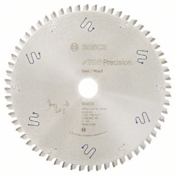 BOSCH List kružne testere Top Precision Best for Wood 254x30x2.3;1.8mm 60T ATB