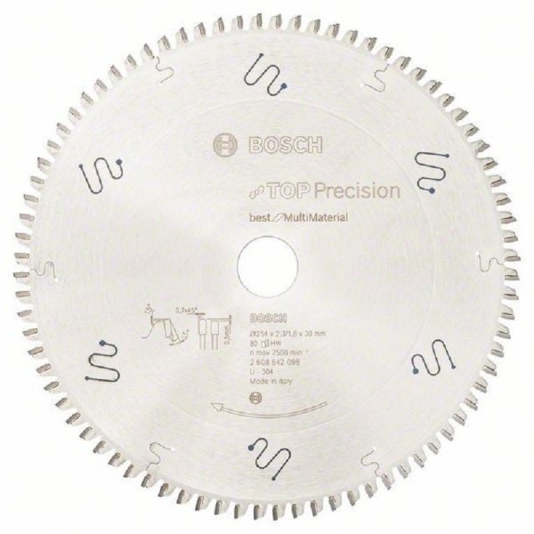 BOSCH List kružne testere Top Precision Multi Material 254x30x2.3;1.8mm 80T TCG