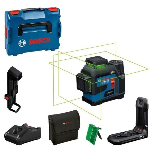 BOSCH plavi alat 0601065401 GLL 12V-100-33 CG Laser za ukrštene linije + 2.0Ah Akumulator + Punjač + L-BOXX 136 Kofer