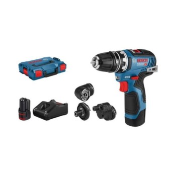 BOSCH plavi alat Akumulatorska bušilica/odvrtač GSR 12V-35 FC + 4 Flexi Click nastavka 12V, 2x3,0 Ah, 06019H3000