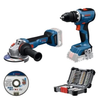 BOSCH plavi alat Akumulatorski set Bosch GSR 18V-65 + GWS 18V-11 + 45-delni set bitova, 0615A50091