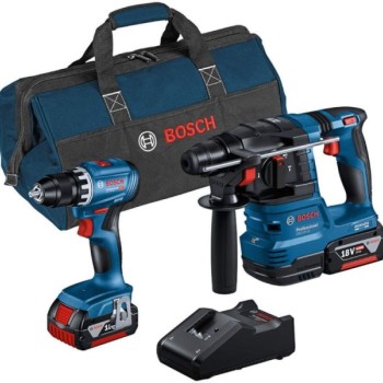 BOSCH plavi alat Akumulatorski set GBH 18V-22 + GSR 18V-45 + 2 x 18V 4,0Ah + torba, 0615A50038