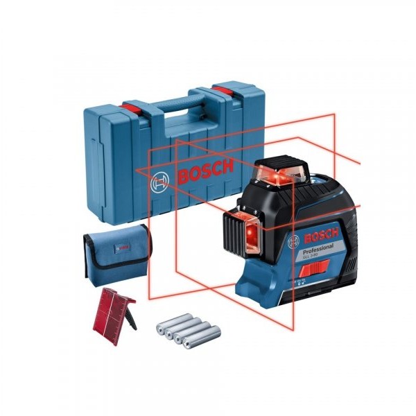 BOSCH plavi alat GLL 3-80 C linijski laser 3x360° 80m domet