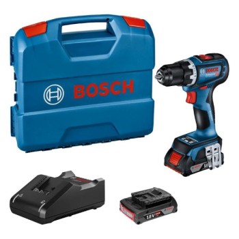 BOSCH plavi alat GSR 18V-90 C akumulatorska bušilica/odvrtač; 2x2,0 Ah + plastični kofer 06019K6020