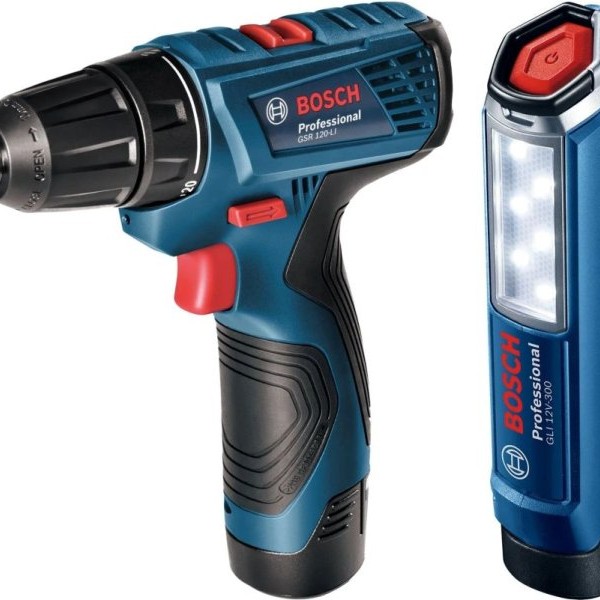 BOSCH plavi alat Kombinovani komplet: GSR 120-LI + GLI 12V-300 + 2 x GBA 12V 2.0Ah + GAL 1210 CV u koferu za nošenje 06019G8004